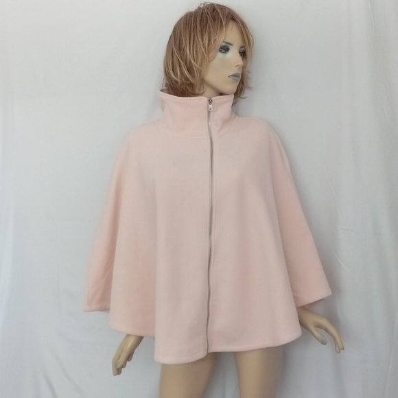 NWT $89 MARC NEW YORK Pink Full Front Zip Poncho Cape Sz M WARM! - Picture 1 of 9